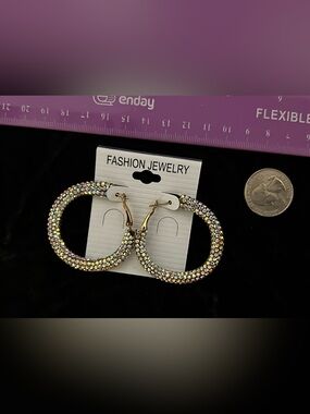 Fashion Jewelry Silver Crystal Hoop Earrings